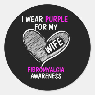 Pegatina Redonda Uso Púrpura Para Mi Familia Esposa Fibromialgia Aw