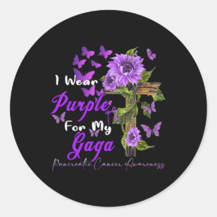 Pegatina Redonda Uso Púrpura Para Mi Gaga Pancreatic Cancer Awaren