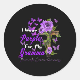 Pegatina Redonda Uso Púrpura Para Mi Gramma De Cáncer Pancreático