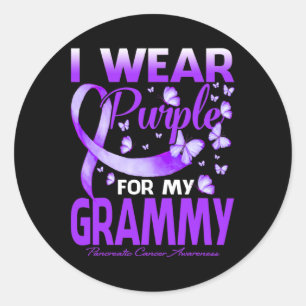Pegatina Redonda Uso Púrpura Para Mi Grammy Pancreatic Cancer Awar