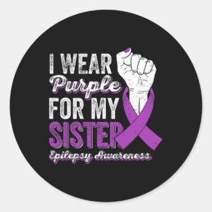 Pegatina Redonda Uso Púrpura Para Mi Hermana Cinta Epilepsy Awaren