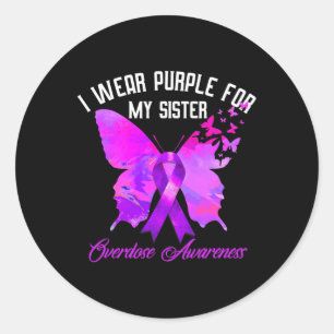 Pegatina Redonda Uso Púrpura Para Mi Hermana Conciencia Sobre La So