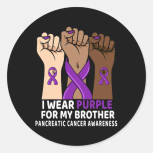 Pegatina Redonda Uso Púrpura Para Mi Hermano Cance Pancreático