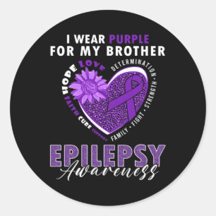 Pegatina Redonda Uso Púrpura Para Mi Hermano Epilepsia Awareness Su