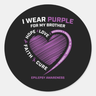 Pegatina Redonda Uso Púrpura Para Mi Hermano Epilepsy Awareness Ki