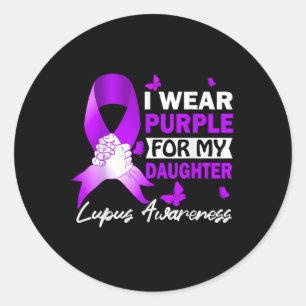 Pegatina Redonda Uso Púrpura Para Mi Hija Conciencia De Lupus