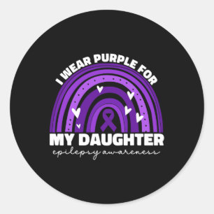 Pegatina Redonda Uso Púrpura Para Mi Hija Epilepsia Awareness M