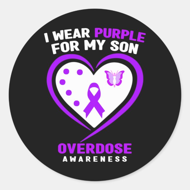 Pegatina Redonda Uso Púrpura Para Mi Hijo Conciencia Sobre La Sobre (Anverso)