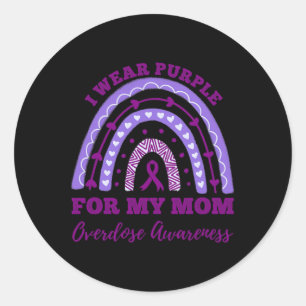 Pegatina Redonda Uso Púrpura Para Mi Mamá Conciencia Sobre La Sobre