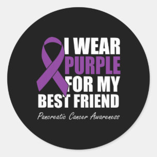 Pegatina Redonda Uso Púrpura Para Mi Mejor Amigo El Cáncer Pancreát