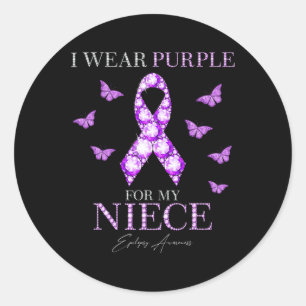Pegatina Redonda Uso Púrpura Para Mi Monto De Conciencia Sobre La E