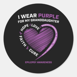 Pegatina Redonda Uso Púrpura Para Mi Nieta Epilepsy Awaren