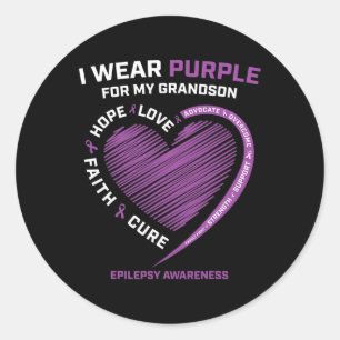 Pegatina Redonda Uso Púrpura Para Mi Nieto Epilepsia Awareness M