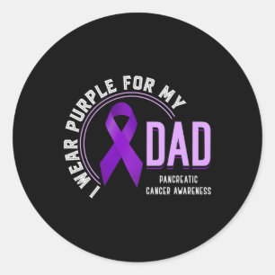 Pegatina Redonda Uso Púrpura Para Mi Papá Awarene De Cáncer Pancreá