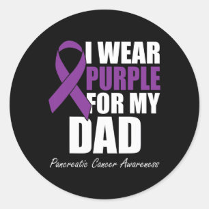 Pegatina Redonda Uso Púrpura Para Mi Papá Awarene De Cáncer Pancreá