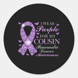 Pegatina Redonda Uso Púrpura Para Mi Primo Contra El Cáncer Pancreá