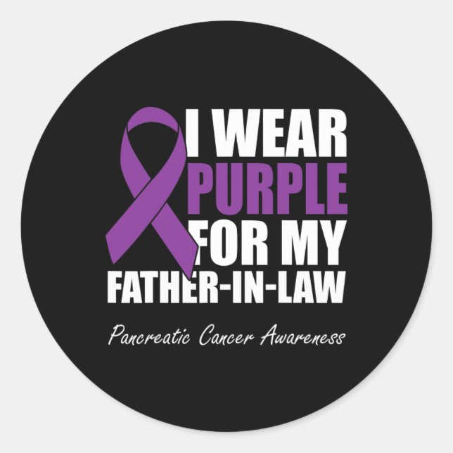 Pegatina Redonda Uso Púrpura Para Mi Suegro Canc Pancreático (Anverso)