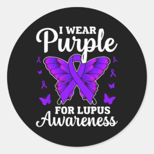 Pegatina Redonda Uso Púrpura Por Lupus Awareness Mes Mariposa