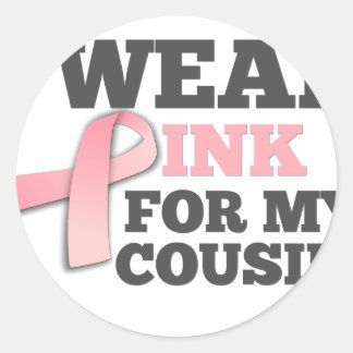 Pegatina Redonda USO ROPA PARA MI PRIMA CONCIENCIA SOBRE EL Cáncer