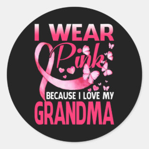 Pegatina Redonda Uso Rosa Para Concienciar A Mi Abuela Sobre El Cán