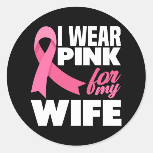 Pegatina Redonda Uso Rosa Para Concienciar A Mi Esposa Sobre El Cán