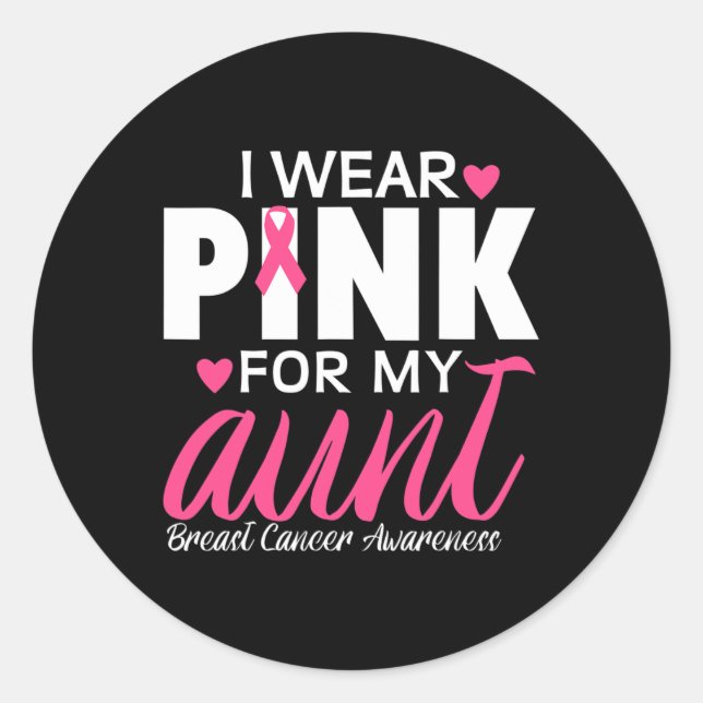 Pegatina Redonda Uso Rosa Para Concienciar Sobre El Cáncer De Mama  (Anverso)