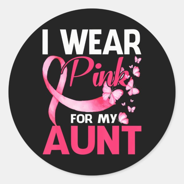 Pegatina Redonda Uso Rosa Para Concienciar Sobre El Cáncer De Mama (Anverso)