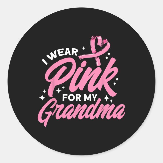 Pegatina Redonda Uso Rosa Para Mi Abuela Cáncer De Mama Rosa Awar (Anverso)