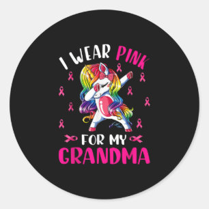 Pegatina Redonda Uso Rosa Para Mi Abuela - Unicornio