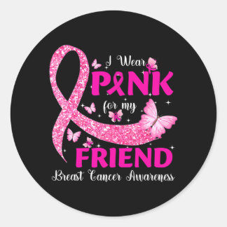 Pegatina Redonda Uso Rosa Para Mi Amigo Concienciación Sobre El Cán