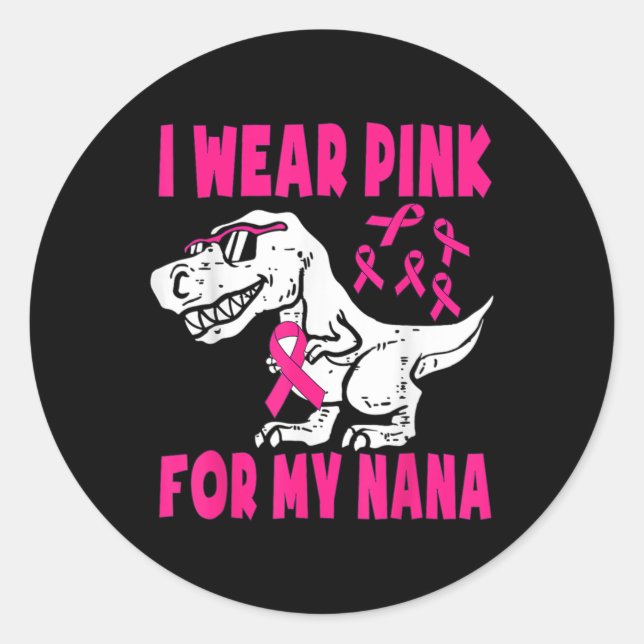 Pegatina Redonda Uso Rosa Para Mi Conciencia Sobre El Cáncer De Mam (Anverso)