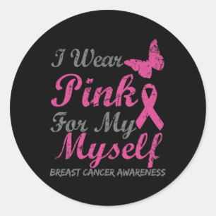 Pegatina Redonda Uso Rosa Para Mi Conciencia Sobre El Cáncer De Mam