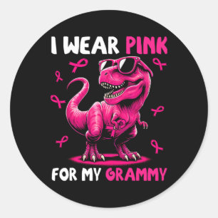 Pegatina Redonda Uso Rosa Para Mi Grammy T-rex Dinosaur Breve Ca