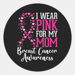 Pegatina Redonda Uso Rosa Para Mi Mamá Cáncer De Mama
