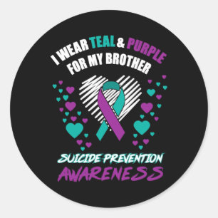 Pegatina Redonda Uso TealandPurple Para Mi Hermano Suicidio Previst