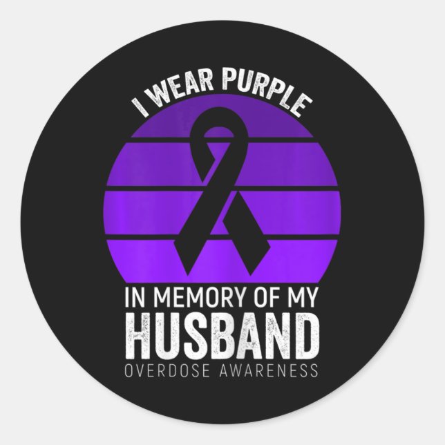 Pegatina Redonda Uso Una Sobredosis Púrpura Conciencia De La Cinta  (Anverso)