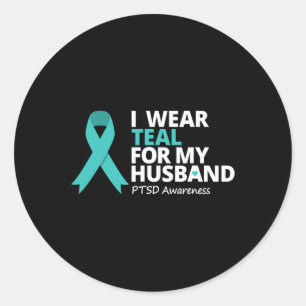 Pegatina Redonda Uso Verde azulado Para Mi Esposo Ptsd Verde azulad