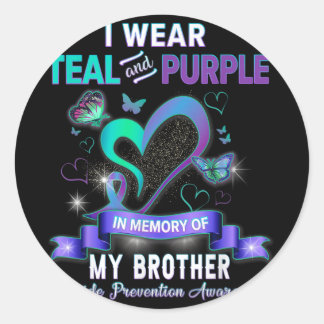 Pegatina Redonda Uso Verde azulado Y Morado Para Mi Hermano Suicidi