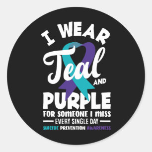 Pegatina Redonda Uso Verde azulado Y Morado Por Alguien Que Extraño