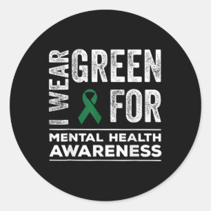 Pegatina Redonda Uso Verde Para Concienciación Mes De Salud Mental