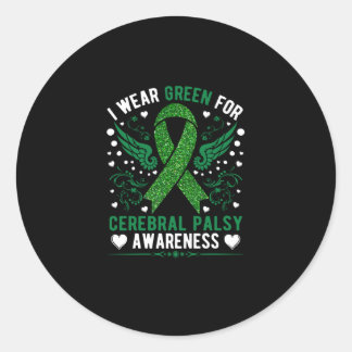 Pegatina Redonda uso verde para la conciencia cerebral