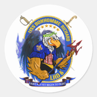 Pegatina Redonda USS Bonhomme Richard LHD-6 escudo vivo