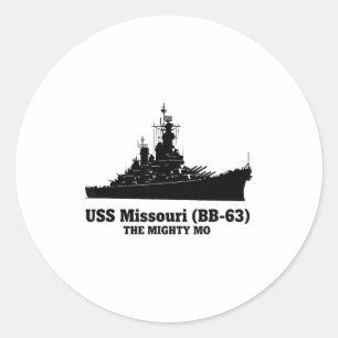 Pegatina Redonda Uss Missouri Hombres Mujeres Bb-63 Acorazado Uss M