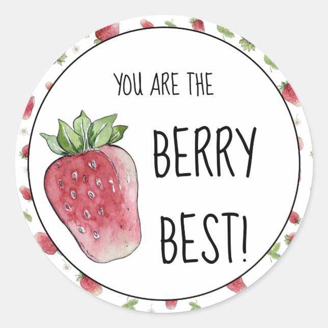Pegatina Redonda Usted es el Berry Best Strawberry Classic Round St (Anverso)