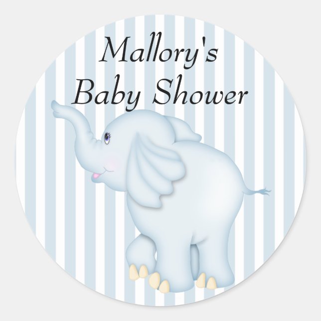 Pegatina Redonda Usted es elefante azul invitado Baby Shower (Anverso)