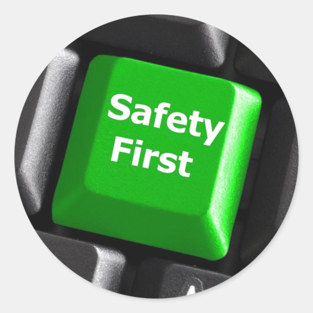 Pegatina Redonda Usted Es La Clave Para La Seguridad (Anverso)