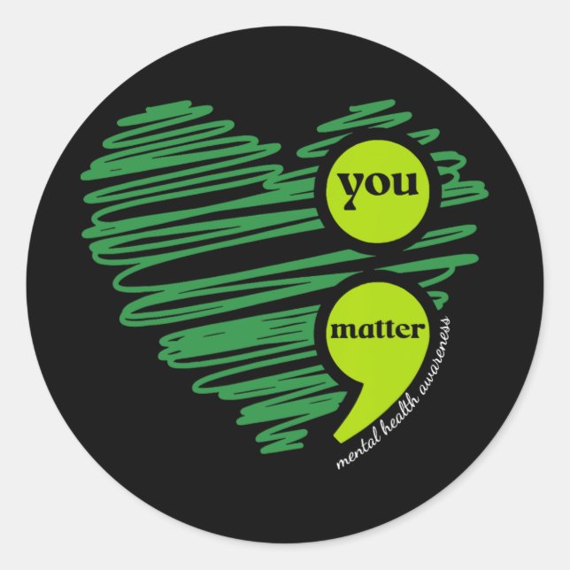 Pegatina Redonda Usted Importa Conciencia sobre la Salud Mental Ins (Anverso)