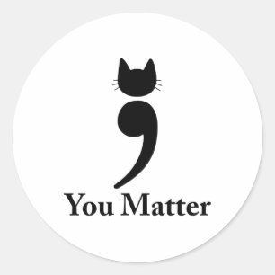 Pegatina Redonda Usted Problema Prevención del Suicidio del Gato Se