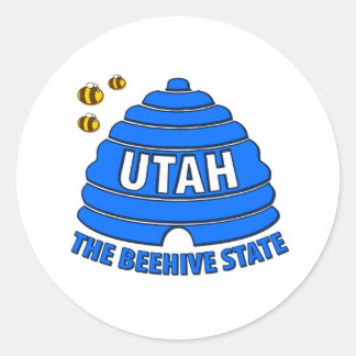 Pegatina Redonda Utah: El estado de Beehive