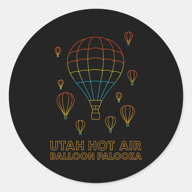 Pegatina Redonda Utah Hot Air Balloon Palooza Apparel  (Anverso)
